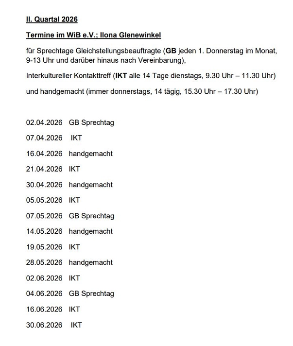 Termine 04-06.2026 Auf dem Dokument stehen die aktuellen Termine der Gleichstellungsbeauftragten. Näheres erfragen Sie bitte unter der Telefonnummer 0553340565 nach. © Samtgemeinde Bodenwerder-Polle