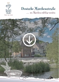 Titelseite DMS deutsch Download.PNG Auf der Titelseite des Image-Flyers der Deutschen Märchenstraße ist oben links auf weißem Hintergrund das Logo zu sehen. Rechts davon steht in blauer Schrift "Deutsche Märchenstraße" und darunter in rot "...wo Märchen erlebbar werden". Darunter ist im Hintergrund auf einem Berg eine Burg zu sehen, im Vordergrund stehen historische Gebäude. Davor sind ein kleiner Wasserfall sowie einige Büsche und Bäume zu sehen. © Deutsche Märchenstraße e.V.