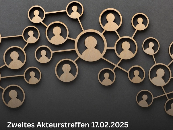 zweites Akteurstreffen 17.02.2025.jpg Zu sehen ist eine Holzfigur, welche ein Netz aus Personen darstellt. Die Menschen sind mit einem Punkt als Kopf sowie einem abgeschnittenen Punkt als Oberkörper dargestellt. Diese sind in einem Kreis. Die verschiedenen Kreise sind unterschiedlich groß und kreuz und quer mit Strichen verbunden. © Freepik